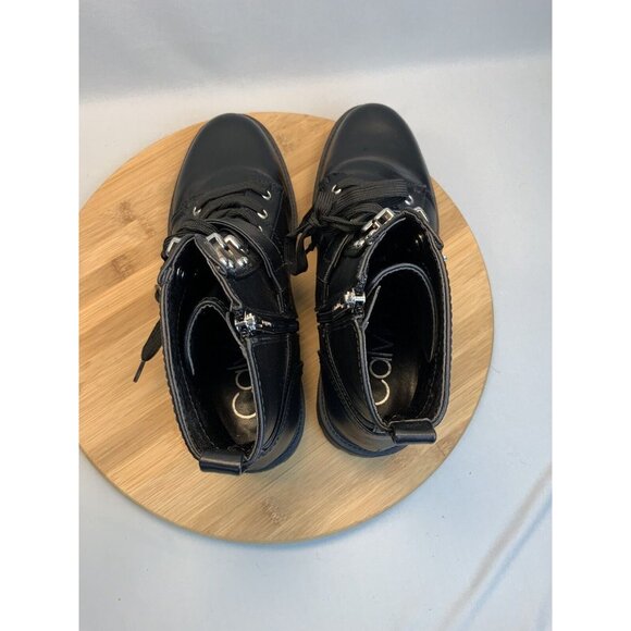 Calvin Klein Gavin Combat Boot 8M Black Lace Up Logo Zipper - Picture 6 of 7